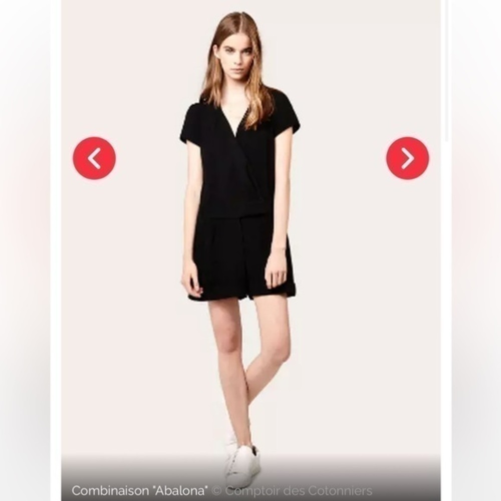 Comptoir Des Cotonniers Abalona Romper Classic Casual V-neck Black Size S